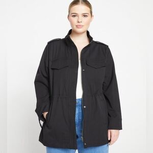 Universal Standard Vineyard Utility Jacket Black Stretch Twill – Size S (14–16)